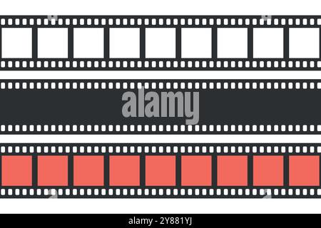 Einfacher Filmstreifen auf transparentem Hintergrund. Vektorabbildung Stock Vektor