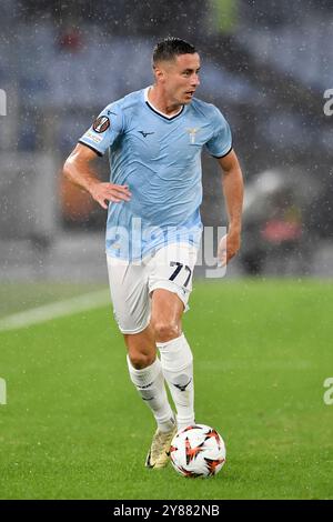 Rom, Italien. Oktober 2024. Adam Marusic von SS Latium während des Europa League-Fußballspiels zwischen SS Lazio und OGC Nice im Olimpico-Stadion in Rom (Italien), 3. Oktober 2024. Quelle: Insidefoto di andrea staccioli/Alamy Live News Stockfoto