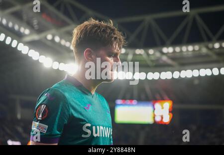 San Sebastian, Spanien. Oktober 2024. Thomas Foket von Anderlecht wurde am Donnerstag, den 3. Oktober 2024, in San Sebastian, Spanien, während eines Fußballspiels zwischen dem belgischen RSC Anderlecht und der spanischen Real Sociedad am zweiten Tag des Turniers der UEFA Europa League gezeigt. BELGA FOTO JOMA GARCIA i GISBERT Credit: Belga Nachrichtenagentur/Alamy Live News Stockfoto