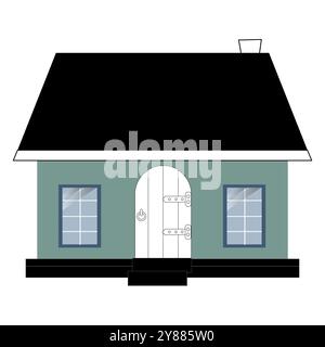 Minimalistisches zweistöckiges Haus Vektor, elegante Cottage Style Home Illustration, Vector Flat Icon vorstadtamerikanisches Haus, Wohnhaus Cottage Schild Stock Vektor