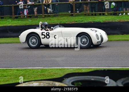 Hans-Martin Schneeberger, Jaguar C-Type, Freddie March Memorial Trophy, ein 60-minütiges Rennen in die frühe Dämmerung, zwei Fahrer-Event für Sportwagen remi Stockfoto