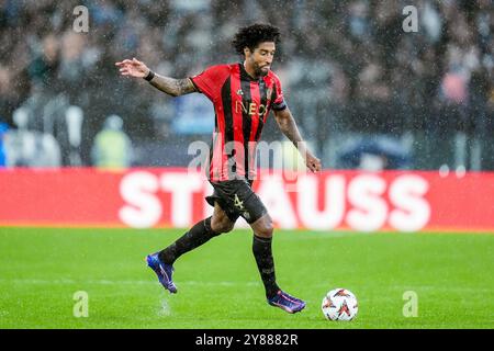 Rom, Italien. Oktober 2024. Dante von OGC Nice während des UEFA Europa League 2024/25 League Phase MD2-Spiels zwischen SS Lazio und OGC Nice am 03. Oktober 2024 in Rom. Quelle: Giuseppe Maffia/Alamy Live News Stockfoto