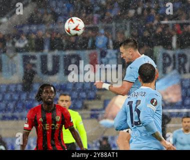 Roma, Latium, ITALIEN. Oktober 2024. 10/2024 Rom, Stadio Olimpico, Fußballspiel für die Europa League 2024/24 zwischen SS Latium gegen SSC gegen FC Nizza. Auf Foto: (Kreditbild: © Fabio Sasso/ZUMA Press Wire) NUR REDAKTIONELLE VERWENDUNG! Nicht für kommerzielle ZWECKE! Stockfoto