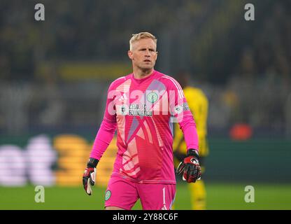 Dortmund, Deutschland. 1. Oktober 2024. Kasper Schmeichel während der Champions League - MD2 Spiel zwischen Borussia Dortmund - gegen Celtic im Signal Luna Park Dortmund. Quelle: Ulrik Pedersen/Alamy Stockfoto