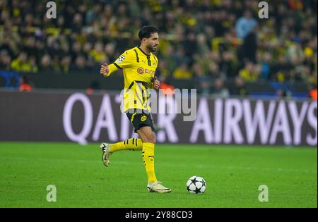 Dortmund, Deutschland. 1. Oktober 2024. Emre Can während des MD2-Spiels zwischen Borussia Dortmund und Celtic im Signal Luna Park in Dortmund. Quelle: Ulrik Pedersen/Alamy Stockfoto