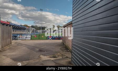 Das Hayes Lane Stadium ist das Heimstadion des Bromley FC in London, Großbritannien Stockfoto