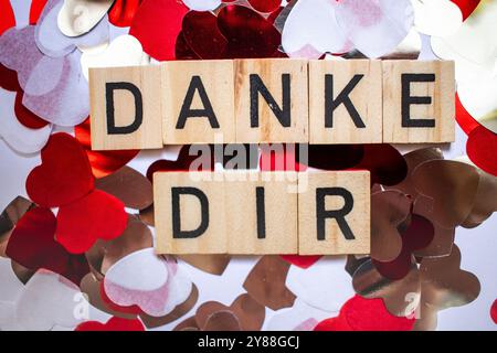 Vielen Dank für Ihre Schrift in deutscher Sprache DANKE dir. Dankeskarte. Vielen Dank, Grüße. Stockfoto