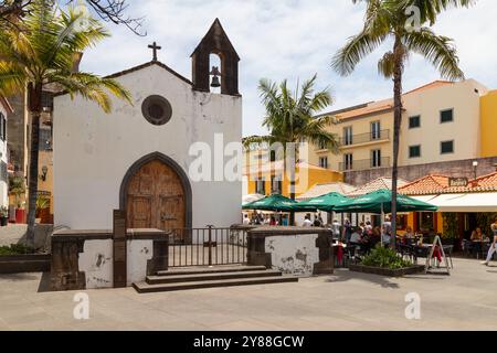 Mittelalterliche Kapelle von Corpo Santo im historischen Viertel Zona Velha in Funchal. Stockfoto