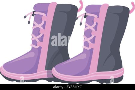 Winterstiefel. Bunte Kinder Ski Schuhe Symbol isoliert auf weißem Hintergrund Stock Vektor
