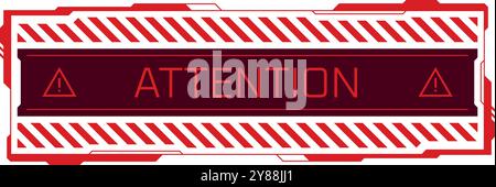 Achtung Scifi Box. Futuristisches rotes hud-Element isoliert auf weißem Hintergrund Stock Vektor