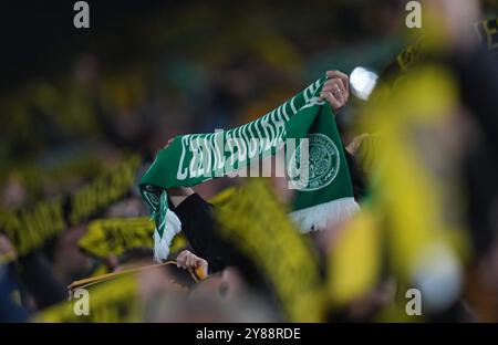 Dortmund, Deutschland. 1. Oktober 2024. Juventus-Fans während des Champions League - MD2-Spiels zwischen Borussia Dortmund gegen Celtic im Signal Luna Park, Dortmund, Deutschland. Quelle: Ulrik Pedersen/Alamy Stockfoto