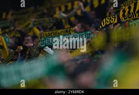 Dortmund, Deutschland. 1. Oktober 2024. Juventus-Fans während des Champions League - MD2-Spiels zwischen Borussia Dortmund gegen Celtic im Signal Luna Park, Dortmund, Deutschland. Quelle: Ulrik Pedersen/Alamy Stockfoto