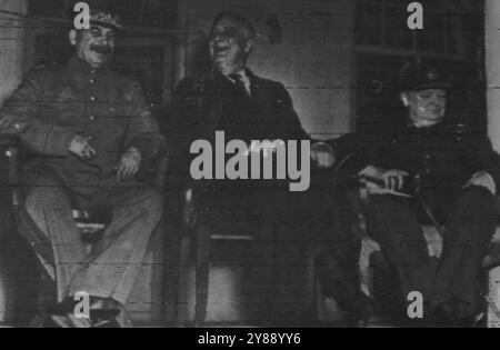 Stalin, Roosevelt und Churchill in Teheran. Dezember 1946. (Foto von TASS). Stockfoto