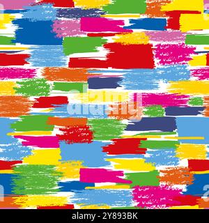 Abstrakter, nahtloser Hintergrund mit Blots. Farbige Pinselstriche, Handzeichnung. Nicht AI, Vektorillustration. Stock Vektor