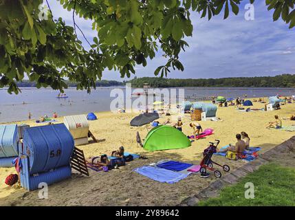 Seebad Haltern, auch bekannt als Seebad Haltern am See, am Ufer des Halternsees, Ruhrgebiet, Nordrhein-Westfalen, Deutschland, Europa Stockfoto