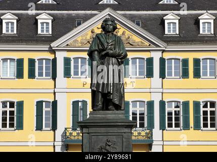 Das Beethoven-Denkmal erinnert an den berühmten Komponisten Ludwig van Beethoven auf dem Münsterplatz in Bonn, Nordrhein-Westfalen, Deutschland, Europa Stockfoto