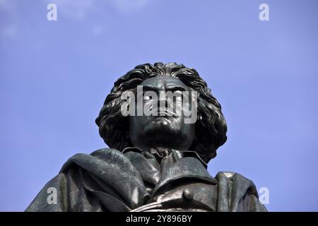 Das Beethoven-Denkmal erinnert an den berühmten Komponisten Ludwig van Beethoven auf dem Münsterplatz in Bonn, Nordrhein-Westfalen, Deutschland, Europa Stockfoto