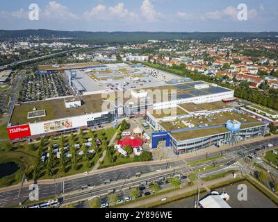 Einkaufszentrum Elbepark Möbel Höfner, Dresden Luftsicht, Dresden, Sachsen, Deutschland, Europa Stockfoto