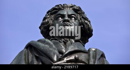 Das Beethoven-Denkmal erinnert an den berühmten Komponisten Ludwig van Beethoven auf dem Münsterplatz in Bonn, Nordrhein-Westfalen, Deutschland, Europa Stockfoto