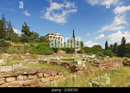 Der Tempel des Hephaistos (460 v. Chr.), auch bekannt als Theseion im antiken Athen Agora, Griechenland, Europa Stockfoto