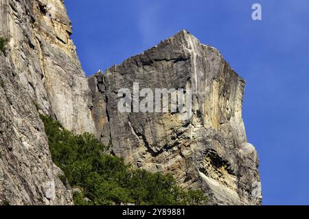 Panoramablick auf die Preikestolen Felsplattformen in Norwegen Stockfoto