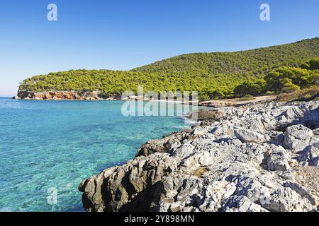 Dragonera Strand auf der Insel Agistri, Griechenland, Europa Stockfoto