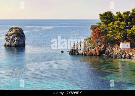 Die Insel Panagia in Parga, Griechenland, Europa Stockfoto