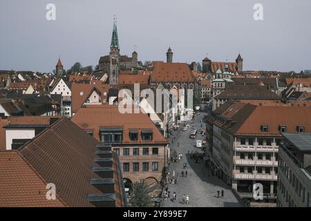 Panoramablick auf Nürnbergs Altstadt und das Kaiserschloss, Deutschland, Europa Stockfoto