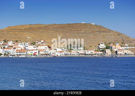 Korissia, ein natürlicher Hafen, begrüßt Sie auf der Insel Kea, Griechenland, Europa Stockfoto