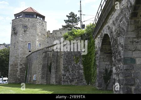 Stadtbefestigung Hainburg an der Donau, Wasserturm, Österreich, Europa Stockfoto