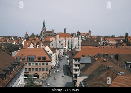 Panoramablick auf Nürnbergs Altstadt und das Kaiserschloss, Deutschland, Europa Stockfoto