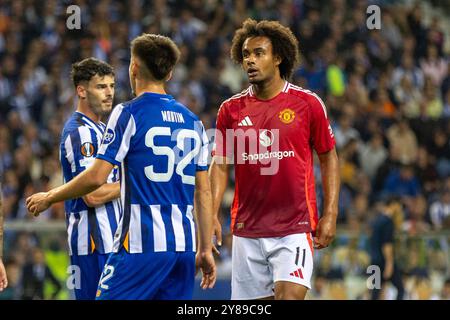 Joshua Zirkzee von Manchester United im Rahmen des Phase MD2-Spiels der UEFA Europa League 2024/25 zwischen dem FC Porto und Manchester United im Estadio do Dragao am 3. Oktober 2024 in Porto, Portugal. Stockfoto