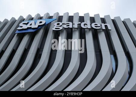 Übersicht des neuen SAP Garden. GER, FC Bayern Basketball vs. Real Madrid, Basketball, Euroleague, Saison 2024/2025, 03.10.2024, Foto: Eibner-Pressefoto/Marcel Engelbrecht Stockfoto