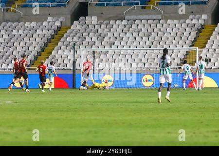 Nikosia, Zypern. Oktober 2024. ALIOUM SAIDOU von Omonoia FC (nicht abgebildet) erzielt am 3. Oktober 2024 das dritte Tor für Omonoia FC, Nicosia, Zypern. Omonoia FC spielt im GSP Stadium gegen Vikingur Reykjavik in der Ligaperiode des UEFA Conference League Wettbewerbs. (Foto: Kostas Pikoulas/SIPA USA). Quelle: SIPA USA/Alamy Live News Stockfoto