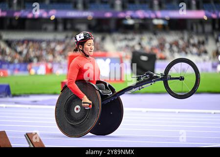 Kurse für Rollstuhlsportler (Frauen) während der Leichtathletik-Veranstaltung der Paralympischen Spiele 2024 in Paris, Frankreich am 5. September 2024. Quelle: Victor Joly/Alamy Live News Stockfoto