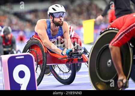 Kurse für Rollstuhlsportler (Männer) während der Leichtathletik-Veranstaltung der Paralympischen Spiele 2024 in Paris, Frankreich am 5. September 2024. Quelle: Victor Joly/Alamy Live News Stockfoto