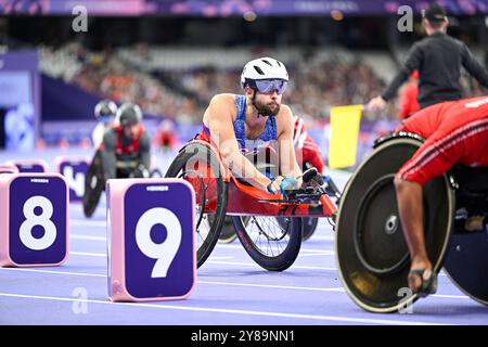 Kurse für Rollstuhlsportler (Männer) während der Leichtathletik-Veranstaltung der Paralympischen Spiele 2024 in Paris, Frankreich am 5. September 2024. Quelle: Victor Joly/Alamy Live News Stockfoto