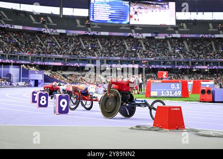 Kurse für Rollstuhlsportler (Männer) während der Leichtathletik-Veranstaltung der Paralympischen Spiele 2024 in Paris, Frankreich am 5. September 2024. Quelle: Victor Joly/Alamy Live News Stockfoto