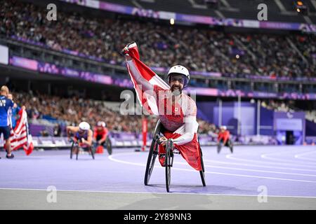 Kurse für Rollstuhlsportler mit Brent Lakatos während der Leichtathletik-Veranstaltung der Paralympischen Spiele 2024 in Paris am 5. September 2024. Quelle: Victor Joly/Alamy Live News Stockfoto