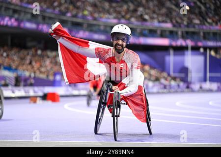 Kurse für Rollstuhlsportler mit Brent Lakatos während der Leichtathletik-Veranstaltung der Paralympischen Spiele 2024 in Paris am 5. September 2024. Quelle: Victor Joly/Alamy Live News Stockfoto