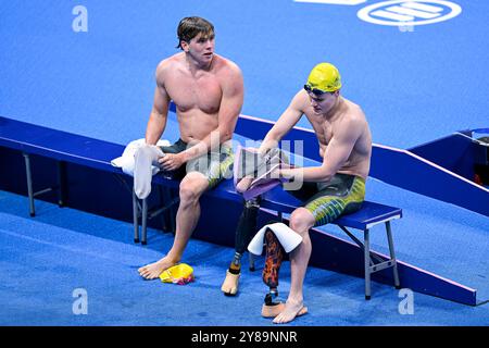 Amputierte Schwimmer (amputiert) während der Schwimmveranstaltung der Paralympischen Spiele 2024 in der La Défense Arena in Paris, Frankreich am 6. September 2024. Quelle: Victor Joly/Alamy Live News Stockfoto