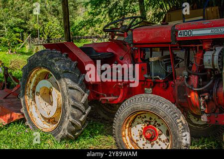 Alten Traktor im Feld Stockfoto
