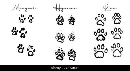 Handgezeichnete Fußabdrücke von Wildtieren Stock Vektor