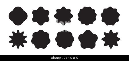 Rundes Abzeichen oder Zickzack-Kreisrahmenelement isoliert auf weißem Hintergrund Stock Vektor