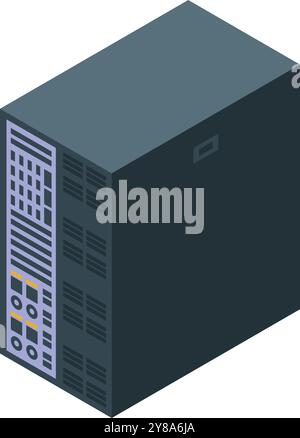 Dieses isometrische Symbol zeigt eine Servereinheit, die große Datenmengen verarbeitet Stock Vektor