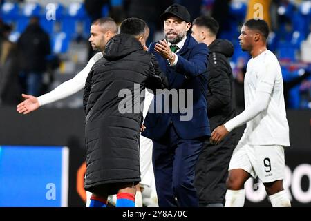 Pilsen, Tschechische Republik. Oktober 2024. Cheftrainer von Razgrad Igor Jovicevic während des 2. Runde-Spiels der Football Europa League Viktoria Plzen gegen Ludogorec Razgrad in Pilsen, Tschechische Republik, 3. Oktober 2024. Quelle: Miroslav Chaloupka/CTK Photo/Alamy Live News Stockfoto