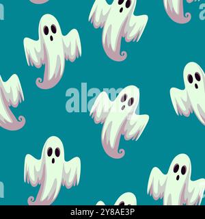 Hintergrund für Halloween-Feiertage mit nahtlosem Muster. Geister. Stock Vektor