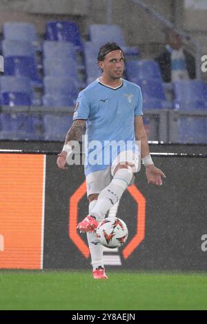 Roma, Italien. Oktober 2024. Luca Pellegrini aus Lazio während des Fußballspiels der UEFA Europa League zwischen der SS Lazio und Nizza im Olympiastadion Roms in Italien - Donnerstag, den 03. Oktober 2024. Sport - Fußball (Foto: Fabrizio Corradetti/LaPresse) Credit: LaPresse/Alamy Live News Stockfoto