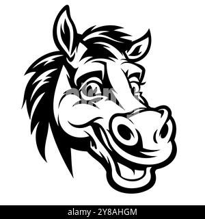 Stilvolle Silhouettenkunst mit Pferdekopf in Schwarz und weiß Stock Vektor