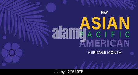 Asiatisch-amerikanischer, hawaiianischer und pazifischer Inselbewohner. Asiatisch-pazifischer amerikanischer Erbe Monat auf blauem Hintergrund Vektor-Banner-Design Stock Vektor